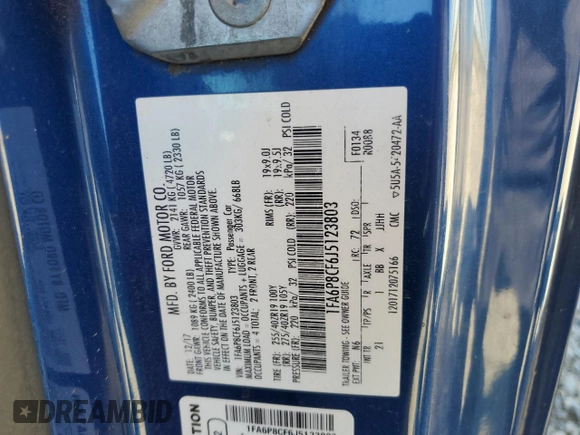 2018 Ford Mustang GT with VIN 1FA6P8CF6J5123803, listed as a Copart auction lot 50170805 with 132,751 mi miles and Salvage Title. Bid and sale history available at carsss.com. Image 13.