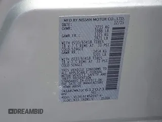 2016 Nissan Pathfinder Platinum с VIN 5N1AR2MN2GC612023, выставлен на аукционе IAAI как лот 42205715 с пробегом 121 686 миль миль и . История ставок и продаж доступна на DreamBid. Изображение 9.