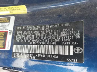 2011 Toyota Camry LE with VIN 4T1BF3EK8BU593469, listed as a IAAI auction lot 41905532 with 307,188 mi miles. Bid and sale history available at carsss.com. Image 9.