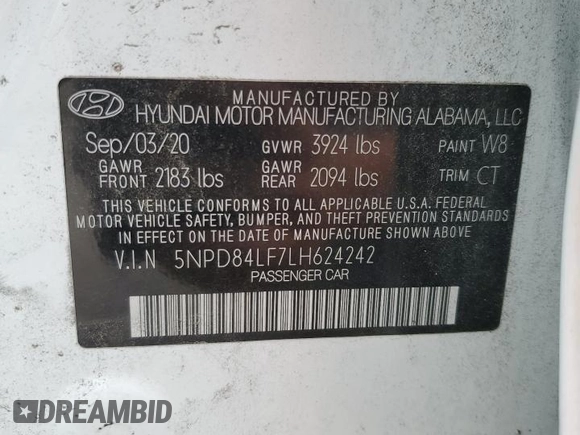 2020 Hyundai Elantra SEL z VIN 5NPD84LF7LH624242, wystawiony jako Copart lot #53382385 z przebiegiem 71 960 mil mil oraz Szkoda całkowita • Salvage title. Historia ofert i sprzedaży dostępna na DreamBid. Obrazek 12.