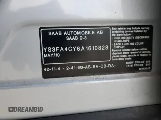 2010 Saab 9-3 z VIN YS3FA4CY6A1610828, wystawiony jako Copart lot #44616125 z przebiegiem 111 308 mil mil oraz Szkoda całkowita • Salvage title. Historia ofert i sprzedaży dostępna na DreamBid. Obrazek 14.