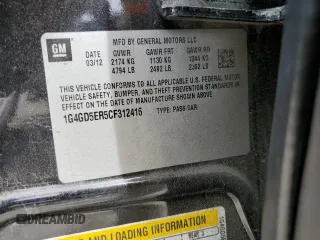 2012 Buick LaCrosse Premium 1 with VIN 1G4GD5ER5CF312416, listed as a Copart auction lot 53428545 with 108,324 mi miles and Salvage Title. Bid and sale history available at carsss.com. Image 12.