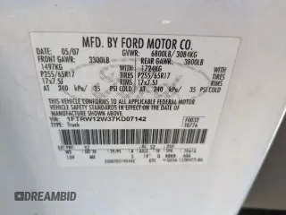 2007 Ford F-150 XLT with VIN 1FTRW12W37KD07142, listed as a Copart auction lot 61677585 with 193,758 mi miles and Clean title. Bid and sale history available at DreamBid. Image 12.