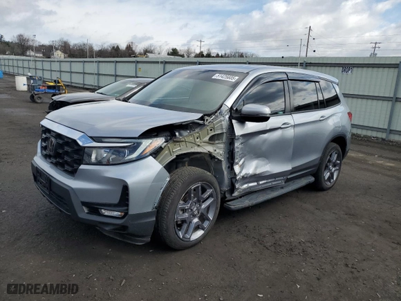 2023 Honda Passport EX-L with VIN 5FNYF8H57PB001772, listed as a Copart auction lot 51425605 with 16,250 mi miles and Salvage Title. Bid and sale history available at carsss.com. Image 1.