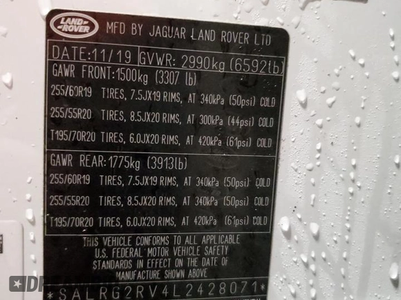 2020 Land Rover Discovery SE with VIN SALRG2RV4L2428071, listed as a Copart auction lot 79134514 with 65,944 mi miles and Salvage Title. Bid and sale history available at DreamBid. Image 13.
