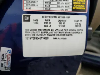 2004 Chevrolet Corvette z VIN 1G1YY32G345116088, wystawiony jako Copart lot #59514295 z przebiegiem 40 695 mil mil oraz Szkoda całkowita • Salvage title. Historia ofert i sprzedaży dostępna na DreamBid. Obrazek 13.
