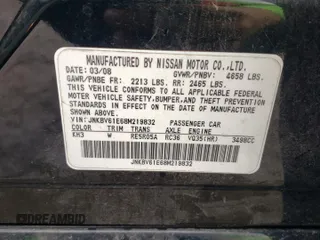 2008 Infiniti G35 Journey with VIN JNKBV61E68M219832, listed as a Copart auction lot 59196895 with Not provided miles and Salvage title. Bid and sale history available at DreamBid. Image 12.