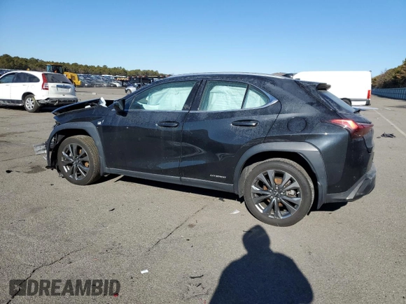 2021 Lexus UX with VIN JTHR9JBH7M2050957, listed as a Copart auction lot 42299095 with 0 mi miles and Salvage Title. Bid and sale history available at carsss.com. Image 2.