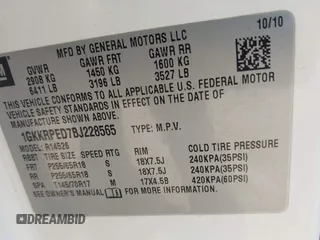 2011 GMC Acadia SLE with VIN 1GKKRPED7BJ228565, listed as a IAAI auction lot 42107626 with 117,670 mi miles and . Bid and sale history available at DreamBid. Image 9.
