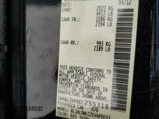 2012 Nissan Altima 3.5 SR with VIN 1N4BL2APXCC255318, listed as a Copart auction lot 51107645 with 0 mi miles and Salvage Title. Bid and sale history available at carsss.com. Image 12.