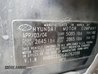 2004 Hyundai Santa Fe GLS with VIN KM8SC13D64U762098, listed as a Copart auction lot 67272704 with 214,184 mi miles and Salvage Title. Bid and sale history available at carsss.com. Image 13.
