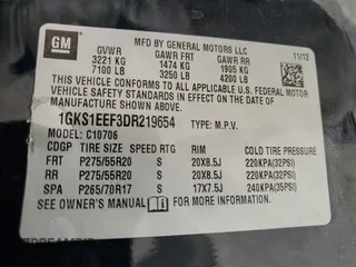 2013 GMC Yukon Denali with VIN 1GKS1EEF3DR219654, listed as a Copart auction lot 76205764 with 0 mi miles and Salvage Title. Bid and sale history available at carsss.com. Image 14.