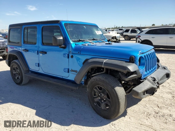 2022 Jeep Wrangler Unlimited Sport with VIN 1C4HJXDN8NW173946, listed as a Copart auction lot 48877615 with Not Provided miles and Salvage Title. Bid and sale history available at DreamBid. Image 4.