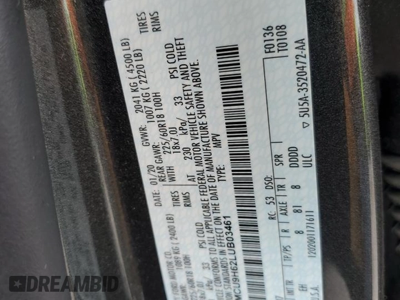 2020 Ford Escape SEL с VIN 1FMCU9H62LUB03461, выставлен на аукционе Copart как лот 62074125 с пробегом 104 462 миль миль и Списание • Salvage title. История ставок и продаж доступна на DreamBid. Изображение 12.