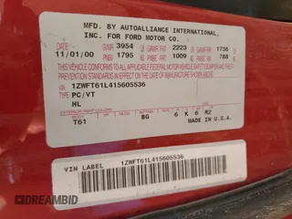 2001 Mercury Cougar z VIN 1ZWFT61L415605536, wystawiony jako Copart lot #75903224 z przebiegiem 337 790 mil mil oraz Tytuł czysty. Historia ofert i sprzedaży dostępna na DreamBid. Obrazek 12.