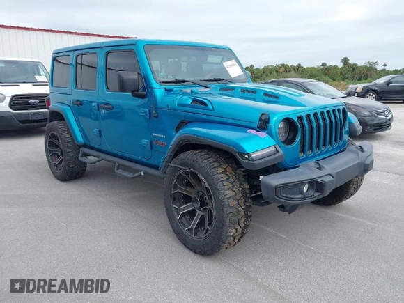 2020 Jeep Wrangler Unlimited Sahara with VIN 1C4HJXEN6LW231189, listed as a IAAI auction lot 41395059 with 59,399 mi miles. Bid and sale history available at carsss.com. Image 1.