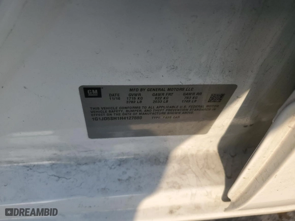 2017 Chevrolet Sonic LT with VIN 1G1JD5SH1H4127880, listed as a Copart auction lot 48890705 with 27,710 mi miles and Salvage Title. Bid and sale history available at carsss.com. Image 12.
