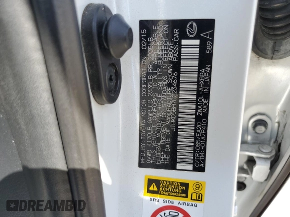 2015 Lexus CT 200h with VIN JTHKD5BH7F2234676, listed as a Copart auction lot 61676175 with 196,411 mi miles and Salvage title. Bid and sale history available at DreamBid. Image 11.