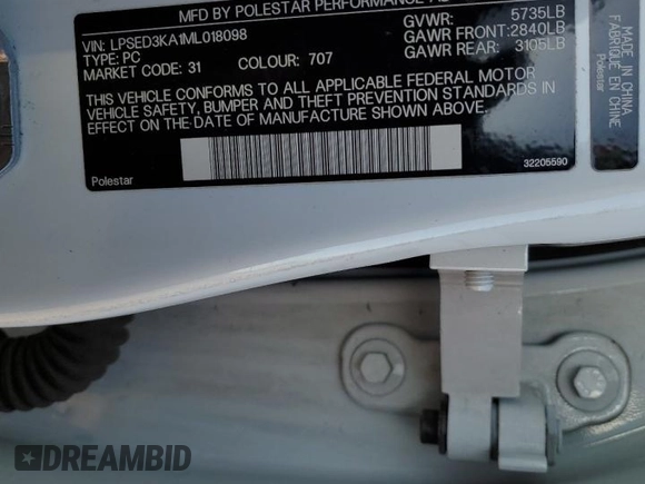 2021 Polestar 2 Launch Edition z VIN LPSED3KA1ML018098, wystawiony jako Copart lot #50604005 z przebiegiem 131 142 mil mil oraz Czysty tytuł • Clean title. Historia ofert i sprzedaży dostępna na DreamBid. Obrazek 12.