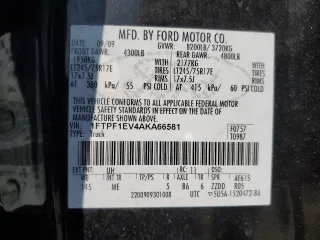 2010 Ford F-150 with VIN 1FTPF1EV4AKA66581, listed as a Copart auction lot 65818635 with 155,430 mi miles and Clean title. Bid and sale history available at DreamBid. Image 12.