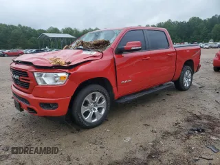 2021 Ram 1500 Big Horn with VIN 1C6SRFFT5MN504479, listed as a Copart auction lot 57691465 with 77,260 mi miles and Salvage title. Bid and sale history available at DreamBid. Image 1.