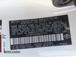 2017 Toyota Camry Hybrid LE with VIN 4T1BD1FK4HU221175, listed as a IAAI auction lot 41973130 with 104,919 mi miles. Bid and sale history available at carsss.com. Image 9.
