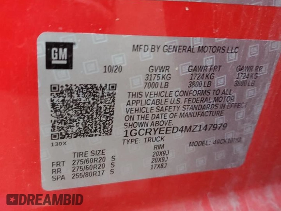 2021 Chevrolet Silverado 1500 RST with VIN 1GCRYEED4MZ147979, listed as a Copart auction lot 74992624 with 31,453 mi miles and Salvage Title. Bid and sale history available at DreamBid. Image 12.