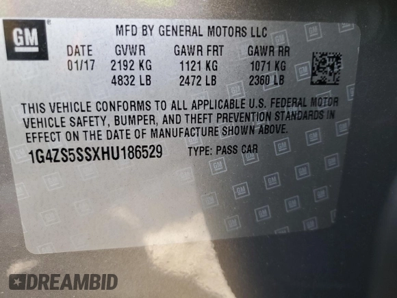 2017 Buick LaCrosse Premium with VIN 1G4ZS5SSXHU186529, listed as a Copart auction lot 54076565 with 30,999 mi miles and Salvage Title. Bid and sale history available at carsss.com. Image 12.