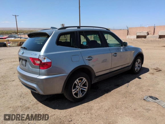 2006 BMW X3 3.0i with VIN WBXPA93466WG80206, listed as a Copart auction lot 52180515 with 120,626 mi miles and Salvage Title. Bid and sale history available at DreamBid. Image 3.