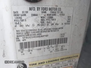 2010 Ford Expedition Eddie Bauer with VIN 1FMJU1H53AEA07197, listed as a IAAI auction lot 41443917 with 181,273 mi miles and . Bid and sale history available at DreamBid. Image 9.