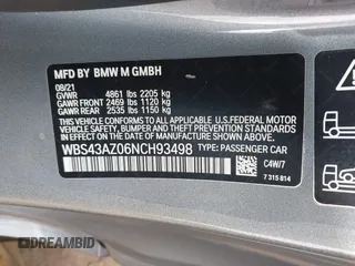 2022 BMW M4 Competition xDrive with VIN WBS43AZ06NCH93498, listed as a IAAI auction lot 41563322 with 10,449 mi miles. Bid and sale history available at carsss.com. Image 9.