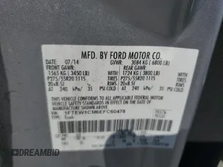 2014 Ford F-150 XL with VIN 1FTEW1CM6EFC60478, listed as a Copart auction lot 58873165 with 126,414 mi miles and Salvage title. Bid and sale history available at DreamBid. Image 12.