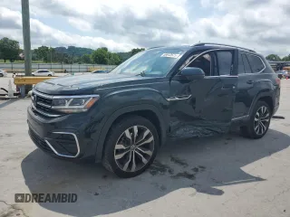 2021 Volkswagen Atlas SEL Premium R-Line with VIN 1V2FR2CA1MC500123, listed as a Copart auction lot 56912575 with 57,054 mi miles and Salvage title. Bid and sale history available at DreamBid. Image 1.