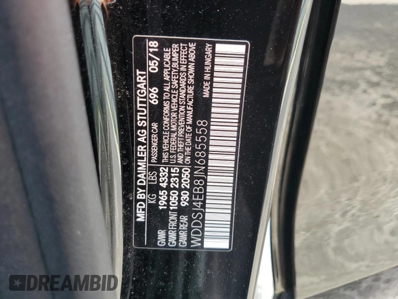 2018 Mercedes-Benz CLA 250 с VIN WDDSJ4EB8JN685558, выставлен на аукционе Copart как лот 59924175 с пробегом 84 104 миль миль и Списание • Salvage title. История ставок и продаж доступна на DreamBid. Изображение 12.