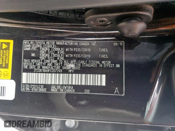 2015 Lexus RX 350 z VIN 2T2ZK1BA9FC207249, wystawiony jako Copart lot #57986115 z przebiegiem 220 167 mil mil oraz Szkoda całkowita • Salvage title. Historia ofert i sprzedaży dostępna na DreamBid. Obrazek 12.