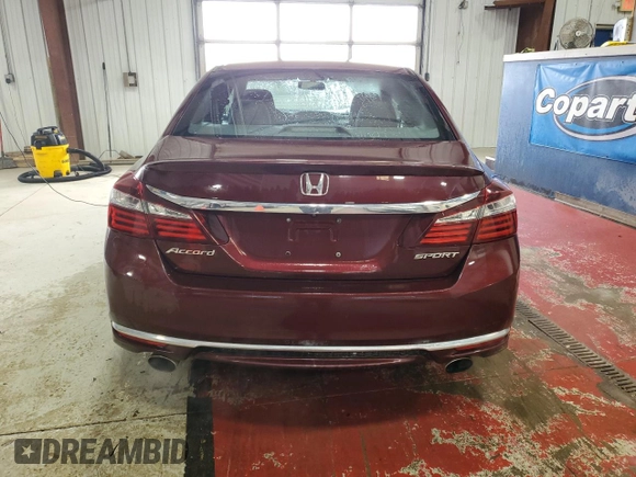 2016 Honda Accord Sport с VIN 1HGCR2F57GA147049, выставлен на аукционе Copart как лот 54896435 с пробегом 59 573 миль миль и Списание • Salvage title. История ставок и продаж доступна на DreamBid. Изображение 6.
