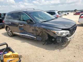 2014 Infiniti QX60 with VIN 5N1AL0MM7EC543260, listed as a Copart auction lot 60425745 with 103,094 mi miles and Salvage title. Bid and sale history available at DreamBid. Image 4.