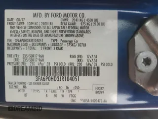 2018 Ford Fusion SE with VIN 3FA6P0HD3JR104051, listed as a Copart auction lot 54200035 with 110,782 mi miles and Clean Title. Bid and sale history available at carsss.com. Image 12.