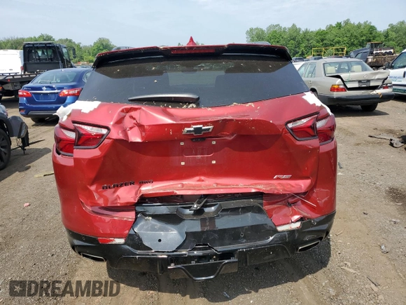 2022 Chevrolet Blazer RS with VIN 3GNKBKRS9NS116551, listed as a Copart auction lot 60444725 with 61,186 mi miles and Salvage title. Bid and sale history available at DreamBid. Image 6.