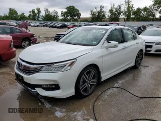 2017 Honda Accord Touring with VIN 1HGCR3F91HA009968, listed as a Copart auction lot 55858414 with 133,083 mi miles and Salvage title. Bid and sale history available at DreamBid. Image 1.