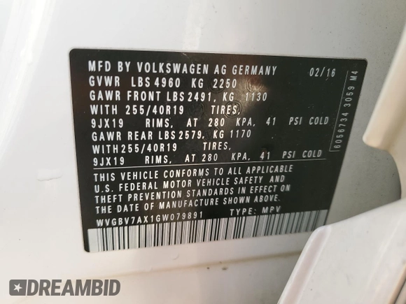 2016 Volkswagen Tiguan R-Line with VIN WVGBV7AX1GW079891, listed as a Copart auction lot 88413125 with 115,551 mi miles and Clean Title. Bid and sale history available at DreamBid. Image 14.