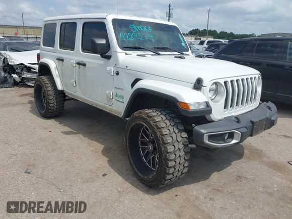 2020 Jeep Wrangler Unlimited Sahara High Altitude z VIN 1C4HJXEG2LW265227, wystawiony jako IAAI lot #42270274 z przebiegiem 77 534 mil mil oraz . Historia ofert i sprzedaży dostępna na DreamBid. Obrazek 1.