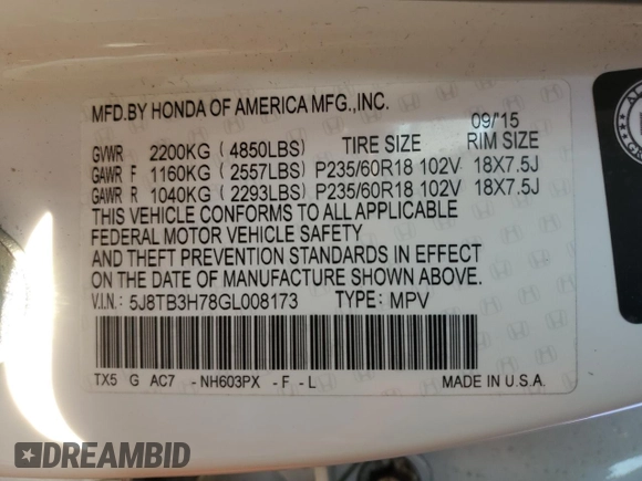 2016 Acura RDX Advance Pkg with VIN 5J8TB3H78GL008173, listed as a Copart auction lot 50922945 with 199,329 mi miles and Salvage Title. Bid and sale history available at carsss.com. Image 13.