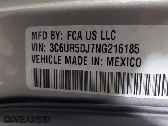 2022 Ram 2500 Big Horn with VIN 3C6UR5DJ7NG216185, listed as a IAAI auction lot 41271076 with 35,683 mi miles. Bid and sale history available at carsss.com. Image 9.