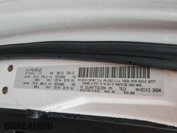 2015 Ram 1500 Tradesman z VIN 3C6JR6AT7FG618384, wystawiony jako Copart lot #78540664 z przebiegiem 55 161 mil mil oraz Szkoda całkowita • Salvage title. Historia ofert i sprzedaży dostępna na DreamBid. Obrazek 13.