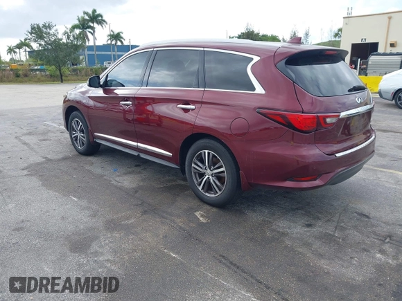 2019 Infiniti QX60 LUXE with VIN 5N1DL0MN3KC502044, listed as a IAAI auction lot 42130349 with 276,156 mi miles. Bid and sale history available at carsss.com. Image 3.