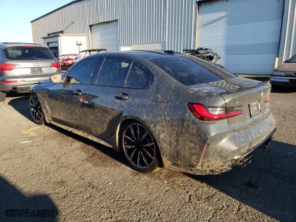 2023 BMW M3 Competition xDrive with VIN WBS43AY02PFP93353, listed as a Copart auction lot 82928274 with 21,135 mi miles and Salvage Title. Bid and sale history available at carsss.com. Image 2.