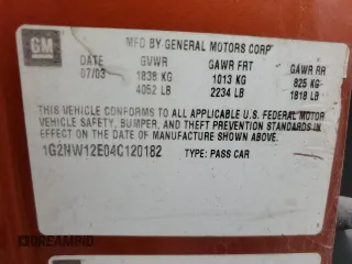 2004 Pontiac Grand Am GT with VIN 1G2NW12E04C120182, listed as a Copart auction lot 39465494 with 177,552 mi miles and Salvage Title. Bid and sale history available at carsss.com. Image 8.