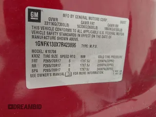 2007 Chevrolet Tahoe LT с VIN 1GNFK130X7R423896, выставлен на аукционе IAAI как лот 42071698 с пробегом 225 101 миль миль и . История ставок и продаж доступна на DreamBid. Изображение 9.