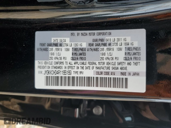 2024 Mazda CX-90 Preferred Plus with VIN JM3KKCHD4R1165169, listed as a Copart auction lot 47855215 with 6,677 mi miles and Salvage Title. Bid and sale history available at DreamBid. Image 15.